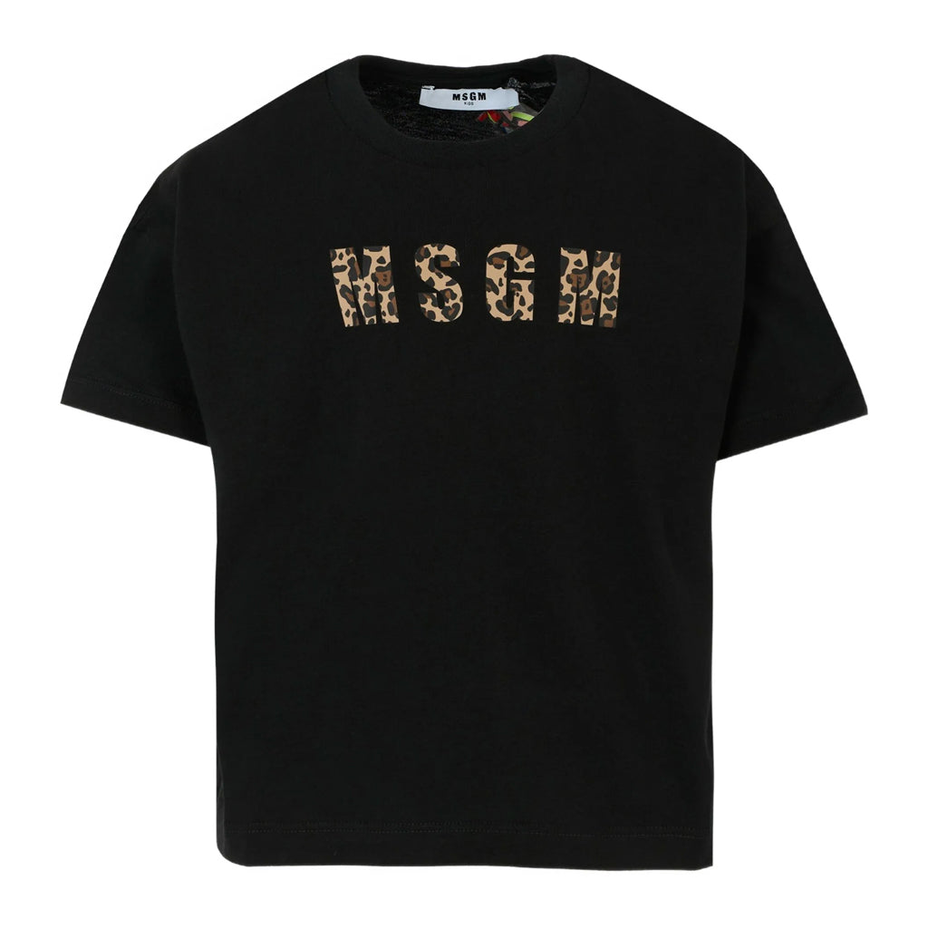 MSGM Kids Leopard Logo T-shirt