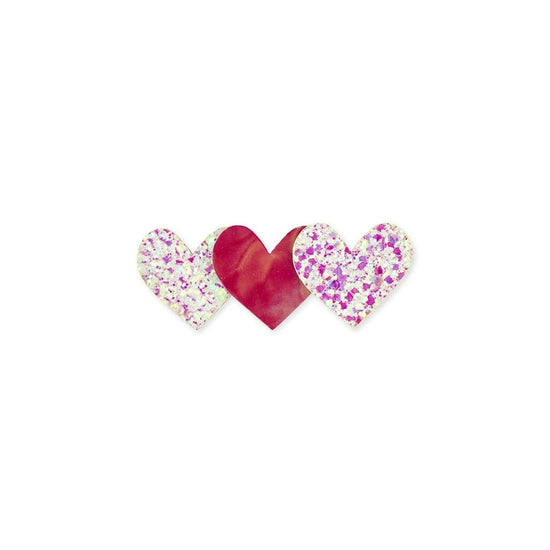 Load image into Gallery viewer, Glitter 3 Hearts Hair Clip
