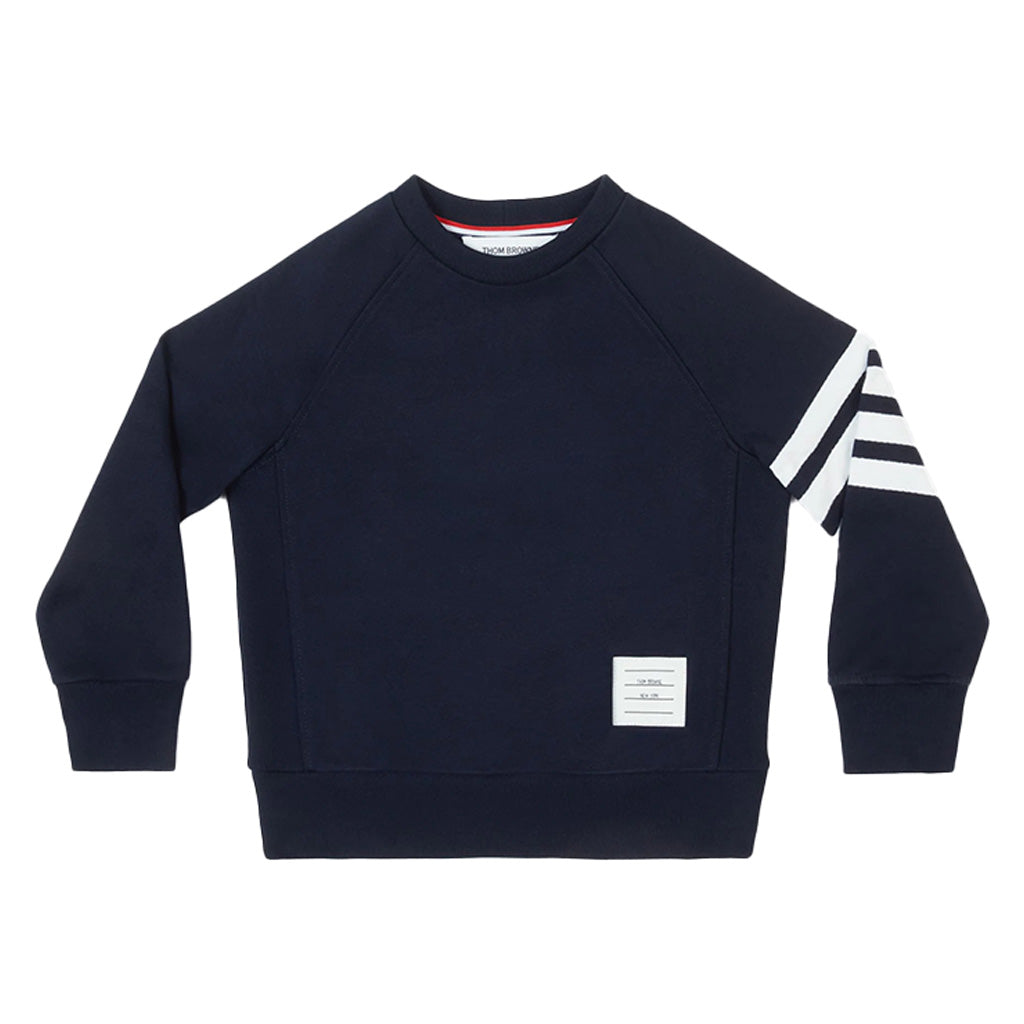 Navy Classic Cotton Loopback Jersey Engineered Raglan Sleeve 4-Bar Sweatshirt