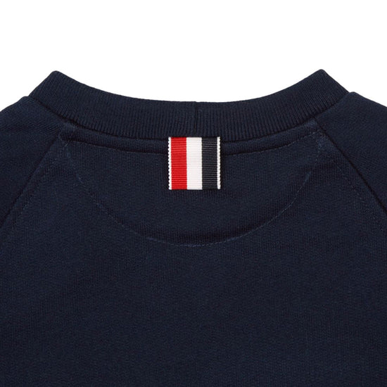 Navy Classic Cotton Loopback Jersey Engineered Raglan Sleeve 4-Bar Sweatshirt