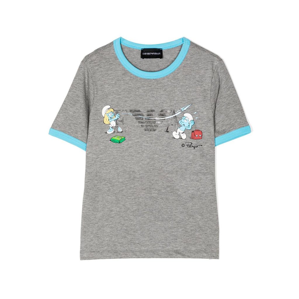 Emporio Armani Kids x Smurfs cotton T-shirt - White