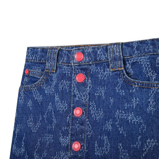 Load image into Gallery viewer, Cheetah Laser Pattern Denim Skirt
