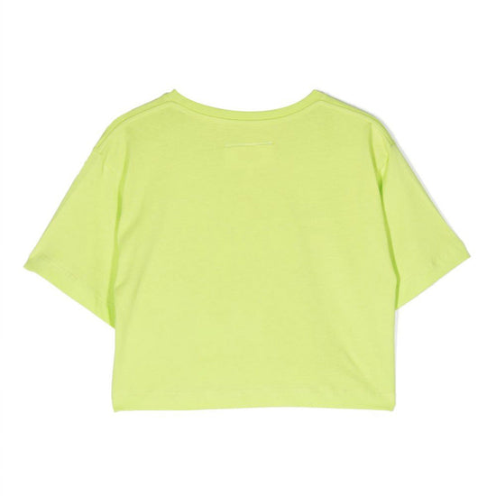 Numbers Motif Cropped Cotton T-shirt