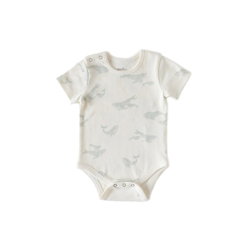 Load image into Gallery viewer, Short Sleeve Shoulder Snap One-Piece - Follow Me Whale
