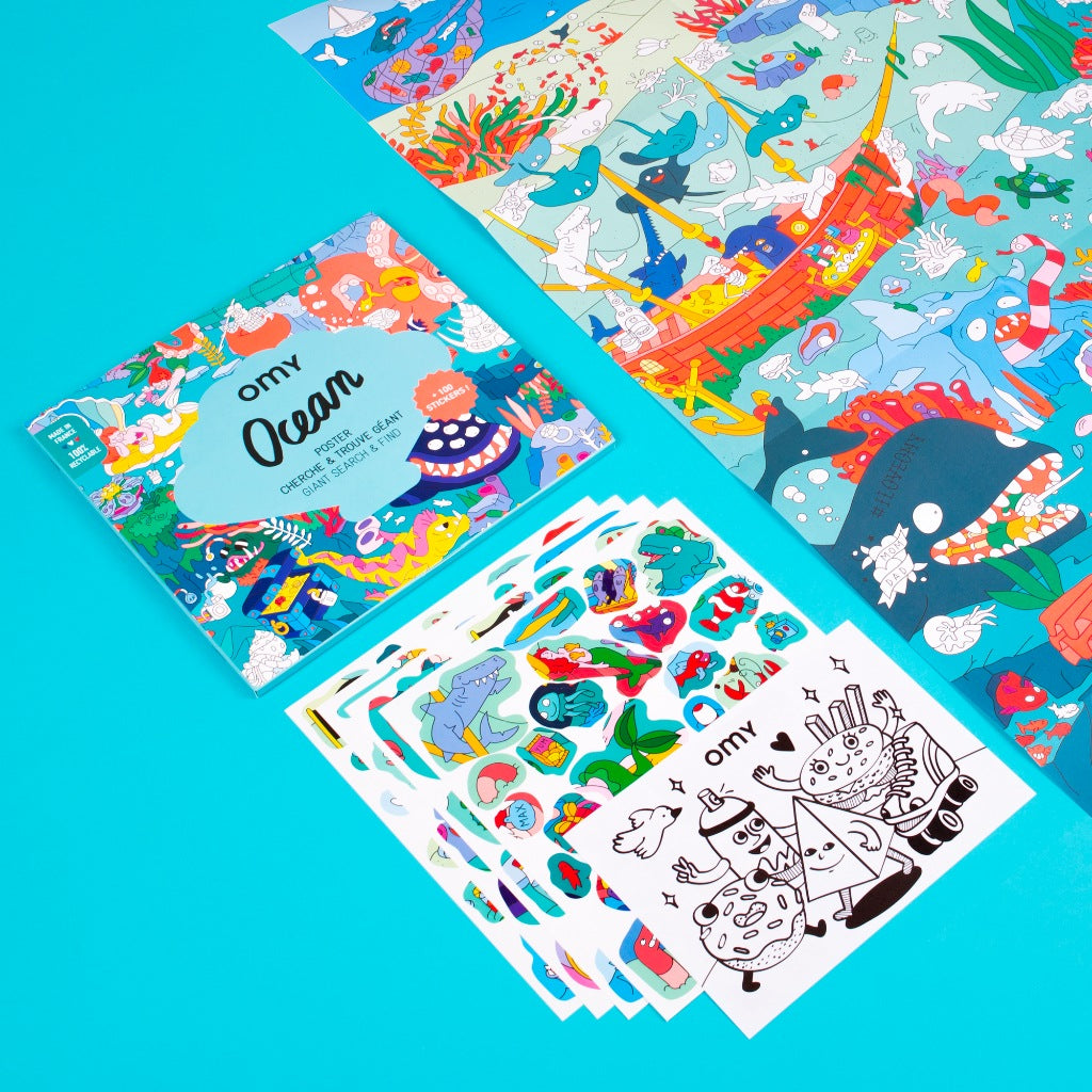 OMY Giant Poster and Stickers - Ocean