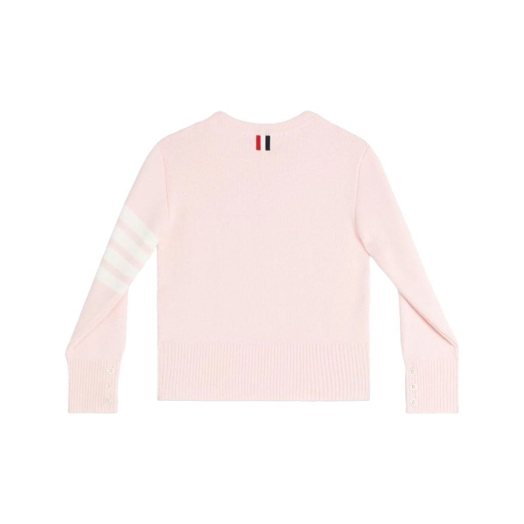 Light Pink Milano Stitch Cotton 4-Bar Crew Neck Pullover