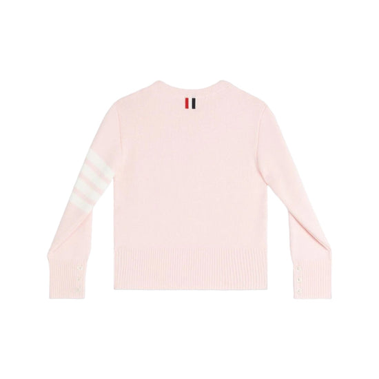 Light Pink Milano Stitch Cotton 4-Bar Crew Neck Pullover