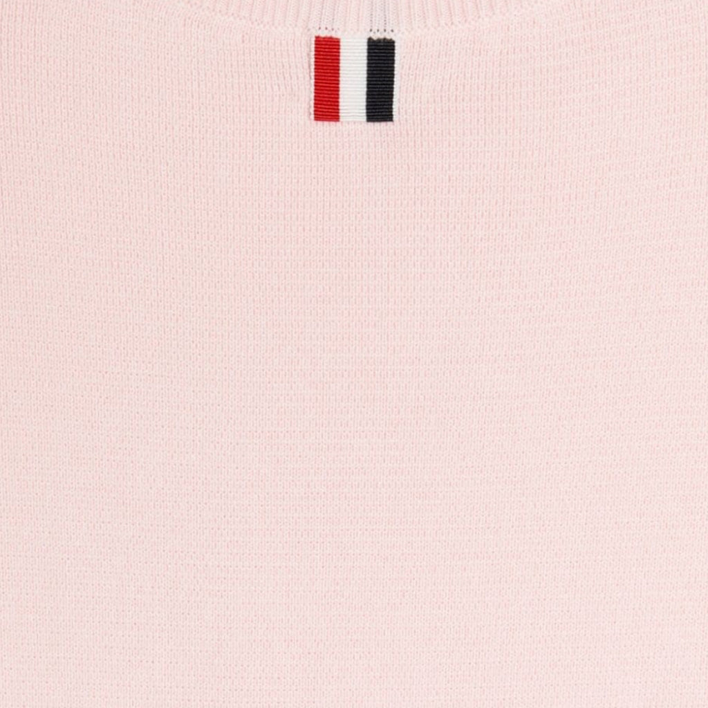 Light Pink Milano Stitch Cotton 4-Bar Crew Neck Pullover