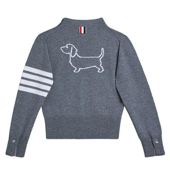 Thom Browne Kids V-Neck Intarsia Knit Cardigan