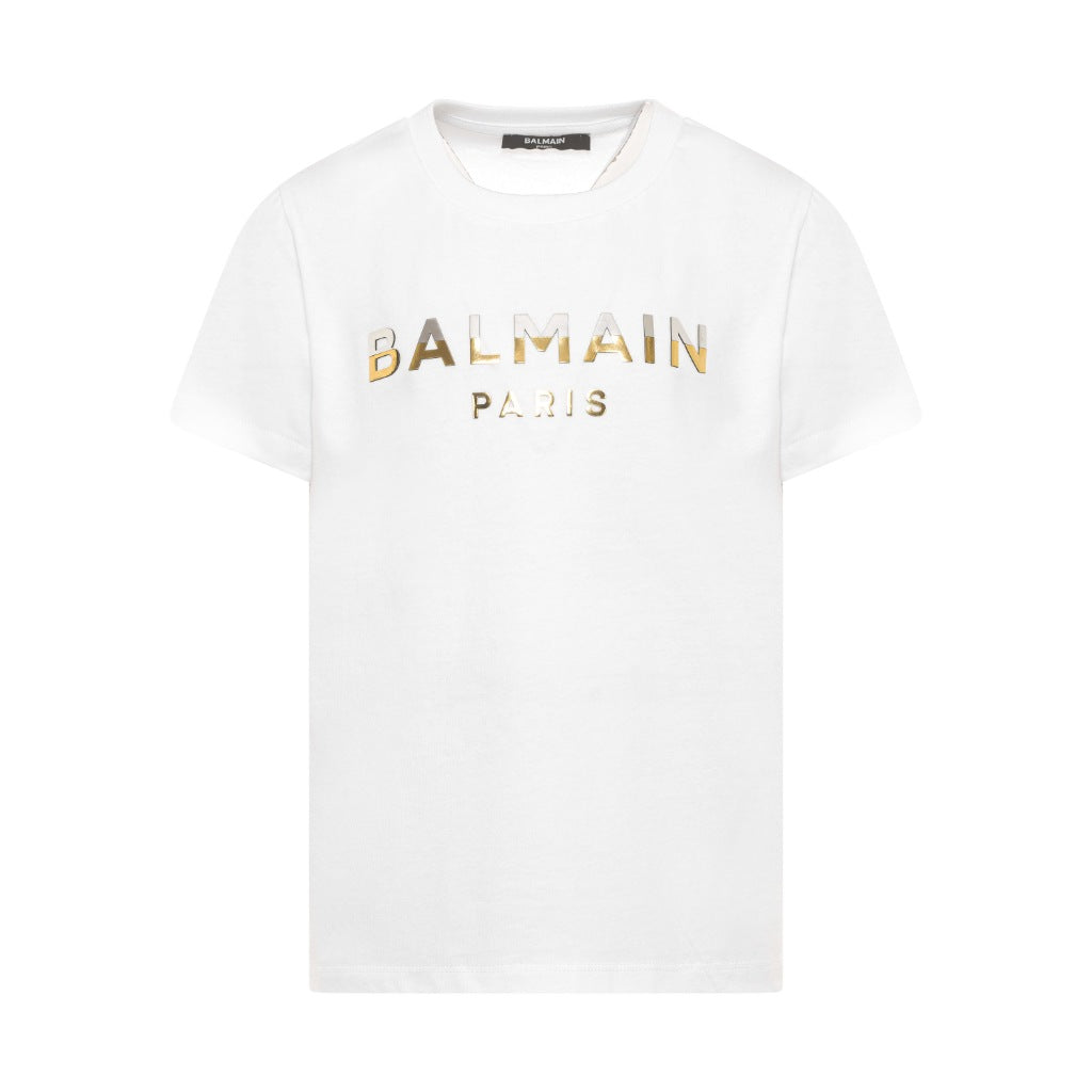 Balmain Kids Logo Plaque Cotton T-shirt