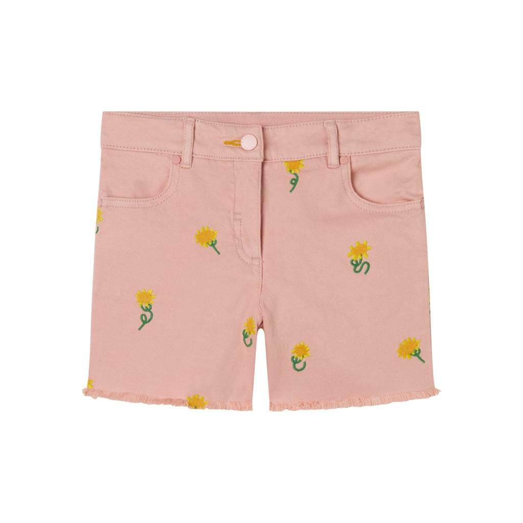 Floral embroidered denim shorts clearance