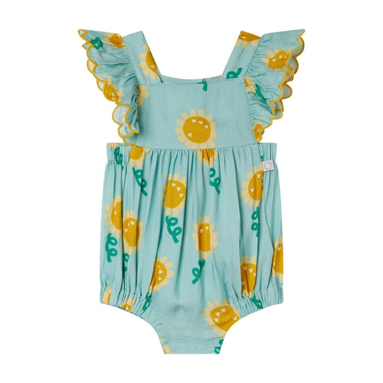 Sunflower Print Twill Romper