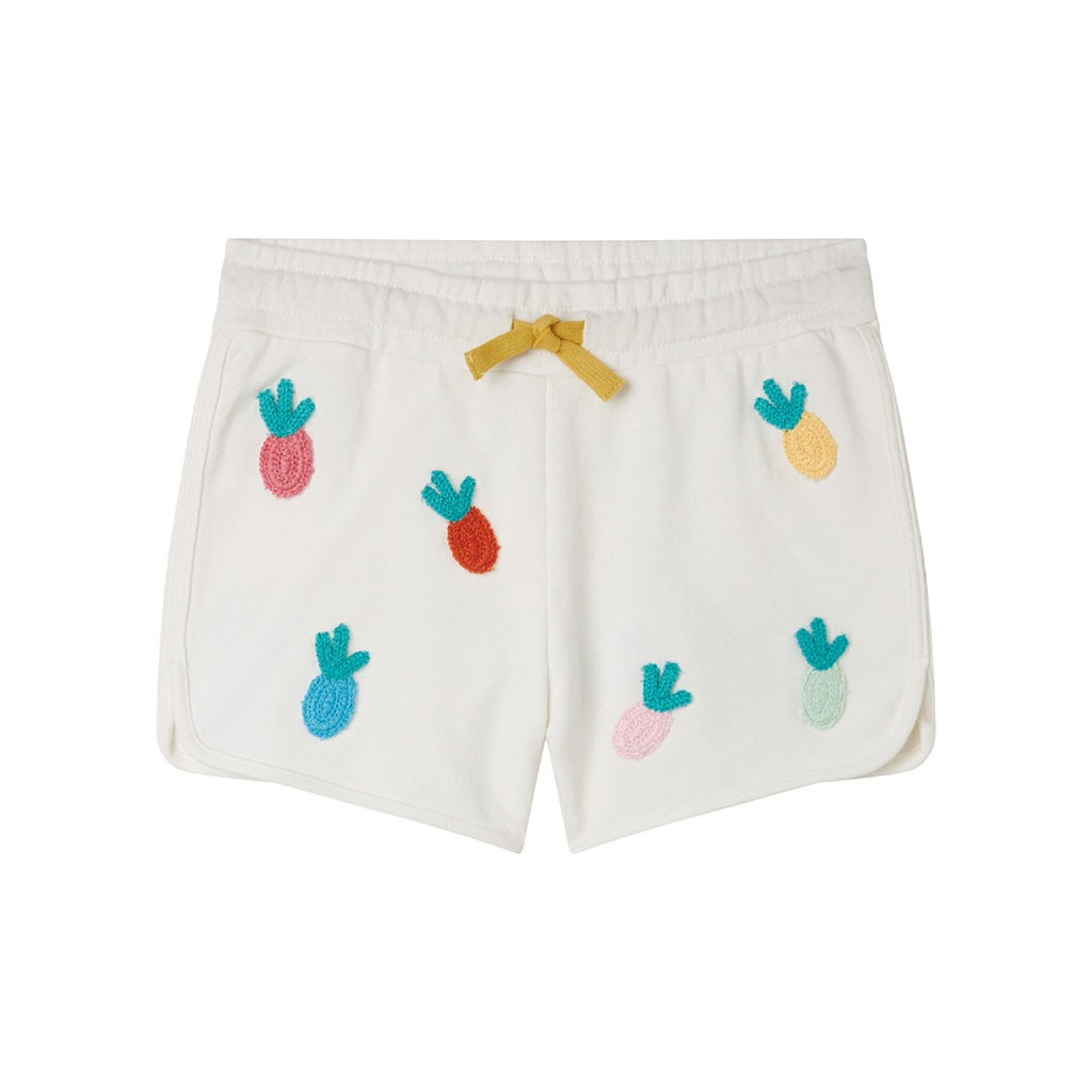 Pineapple Embroidered Cotton Shorts