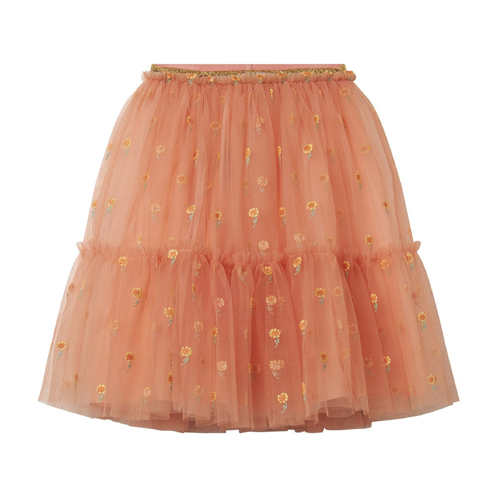 Floral Embroidery Tulle Skirt
