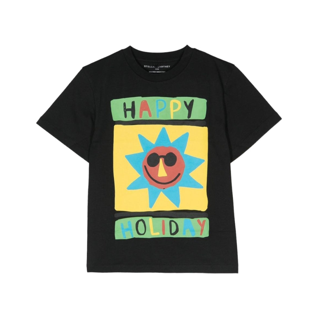 Happy Holiday Graphic Print Cotton T-Shirt