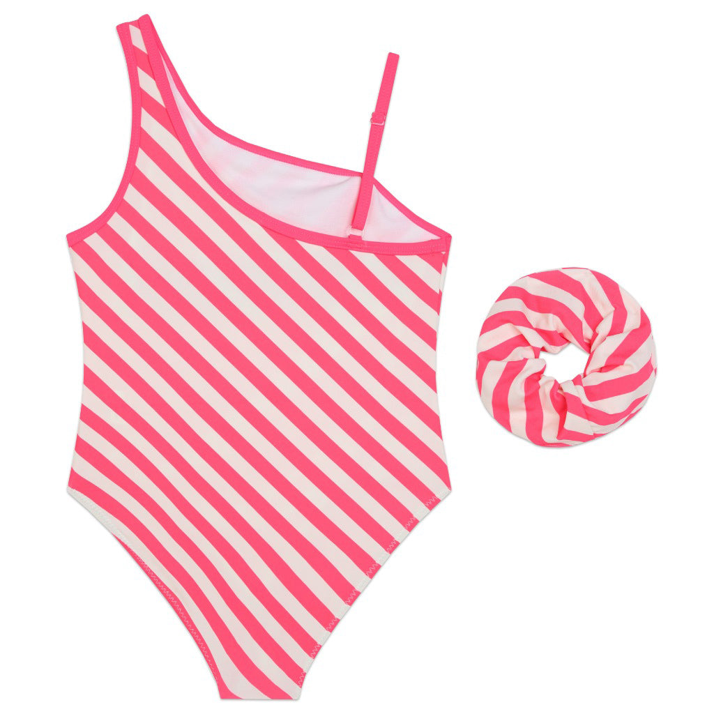 Striped One Shoulder Swimsuit