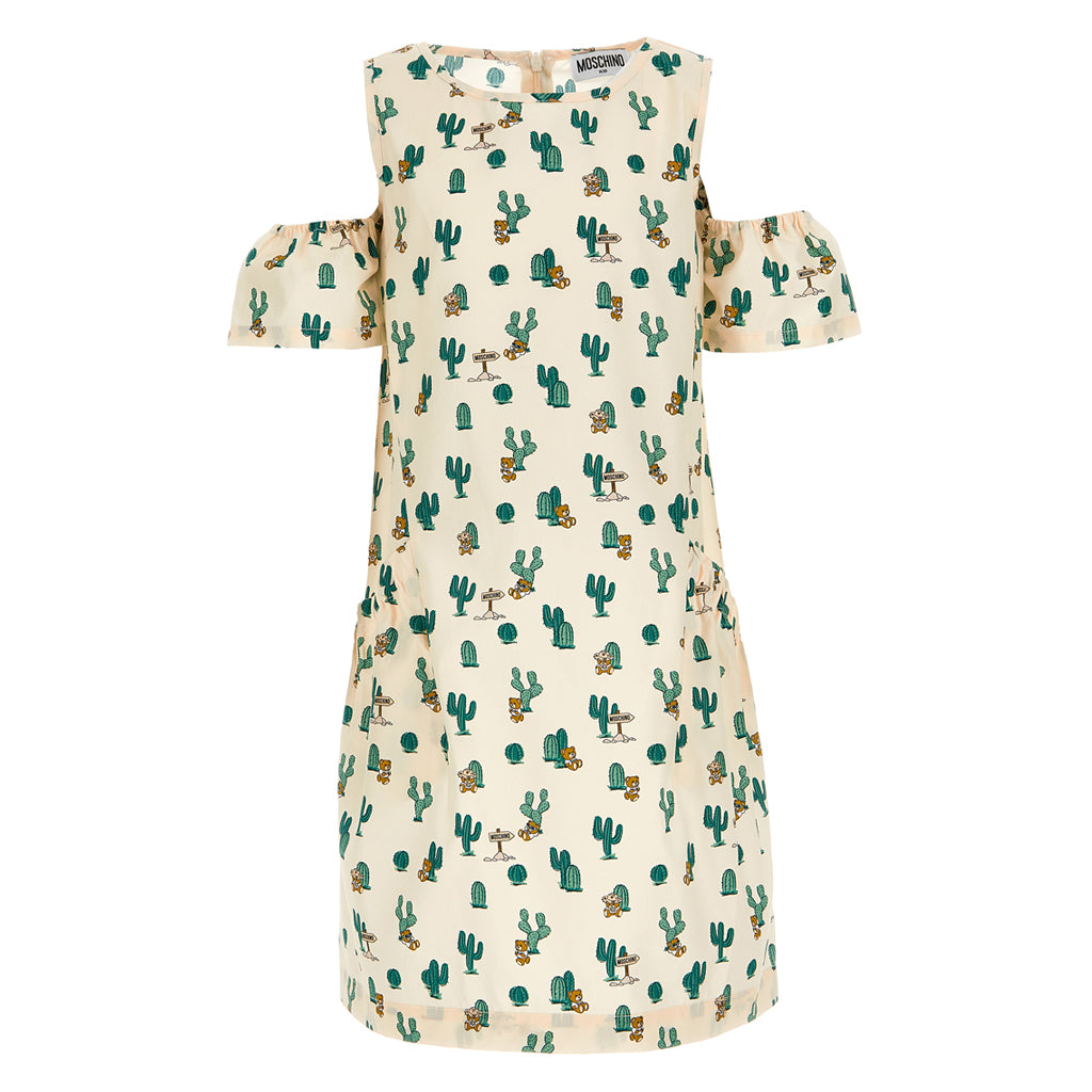 Cold Shoulder Cactus Print Dress