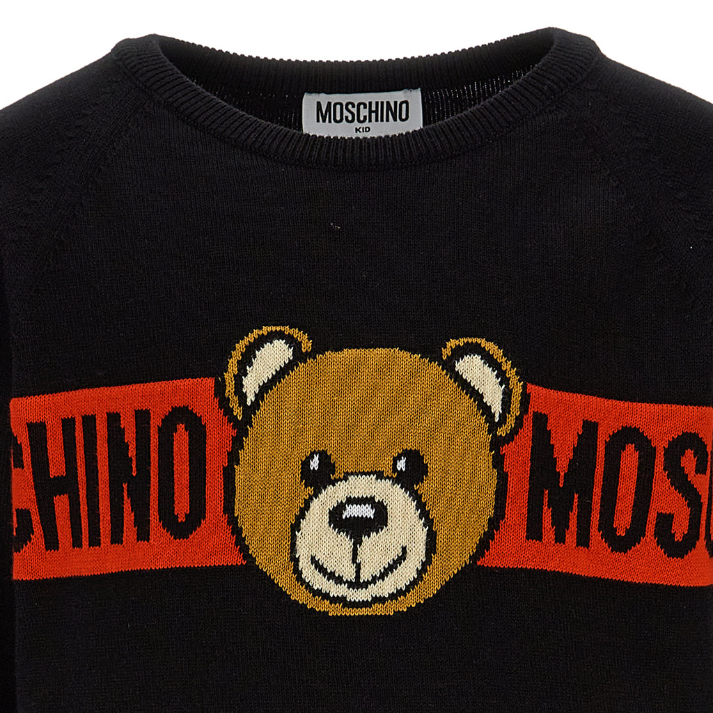 Moschino Kids Teddy Bear Instarsia Cotton Jumper