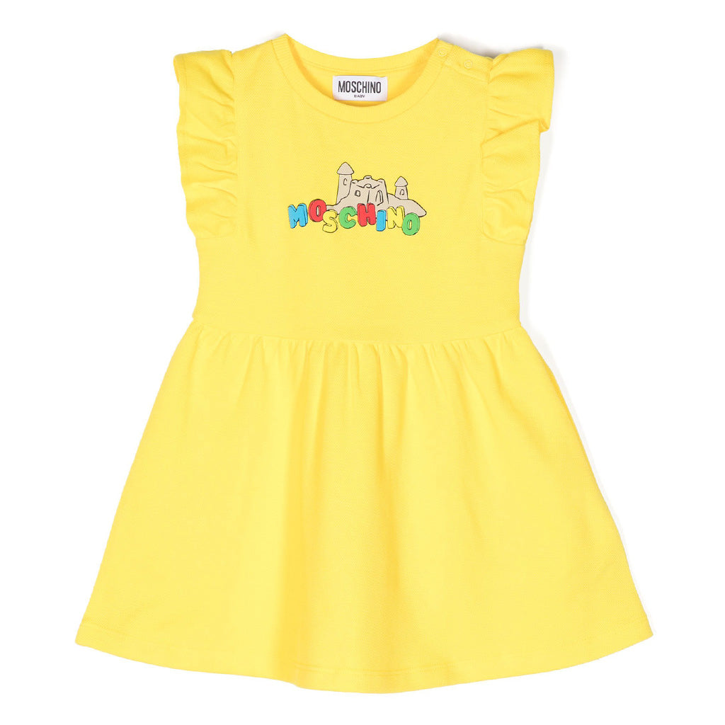 Moschino Kids Sandcastle Logo Print Cotton Dress