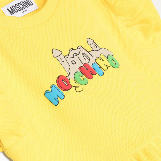 Moschino Kids Sandcastle Logo Print Cotton Dress