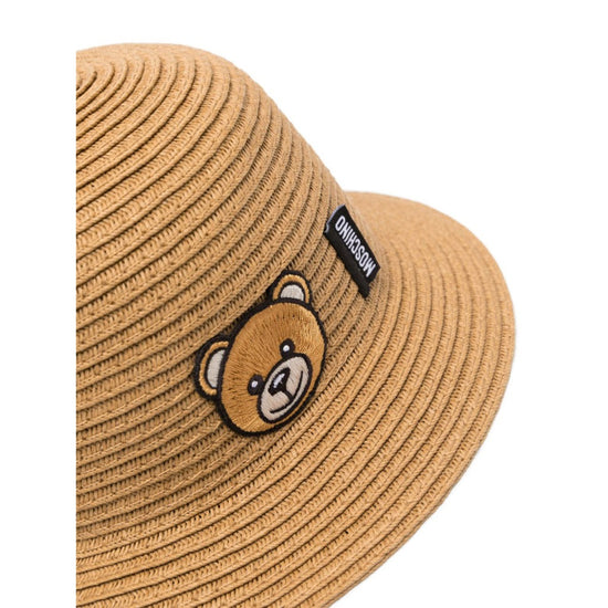 Teddy Bear Patch Raffia Hat