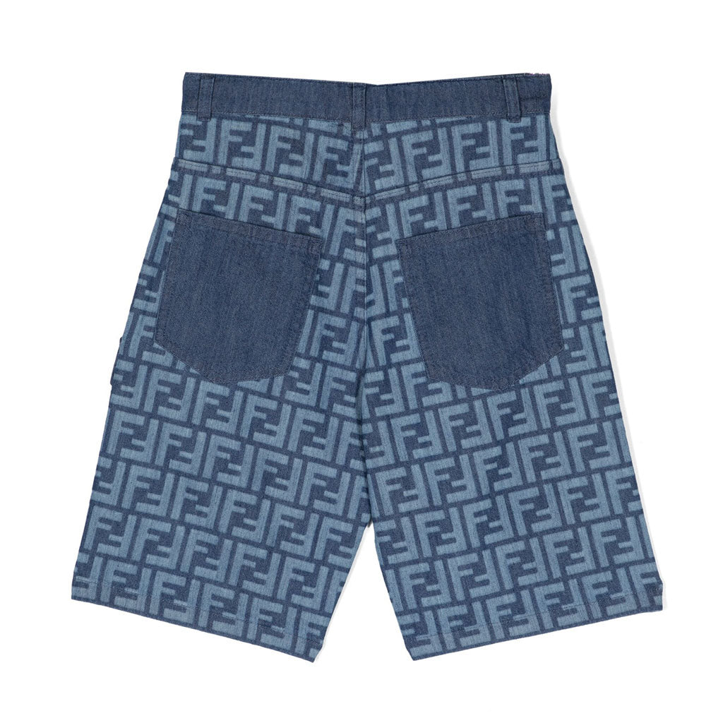 Fendi Kids FF Print Chambray Shorts