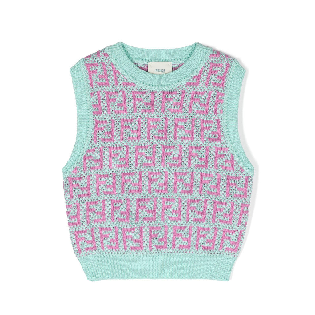 Intarsia Knit Cotton Blend Vest