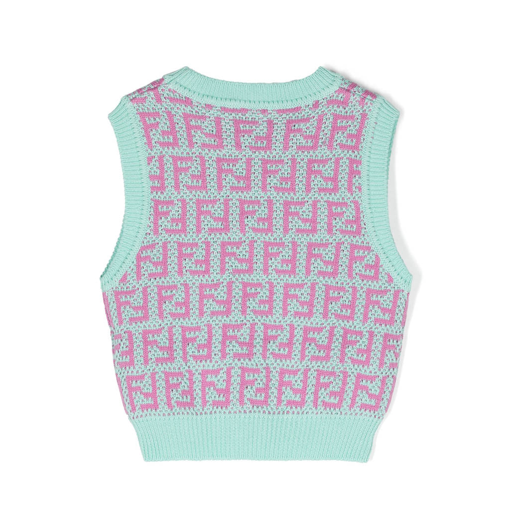 Intarsia Knit Cotton Blend Vest