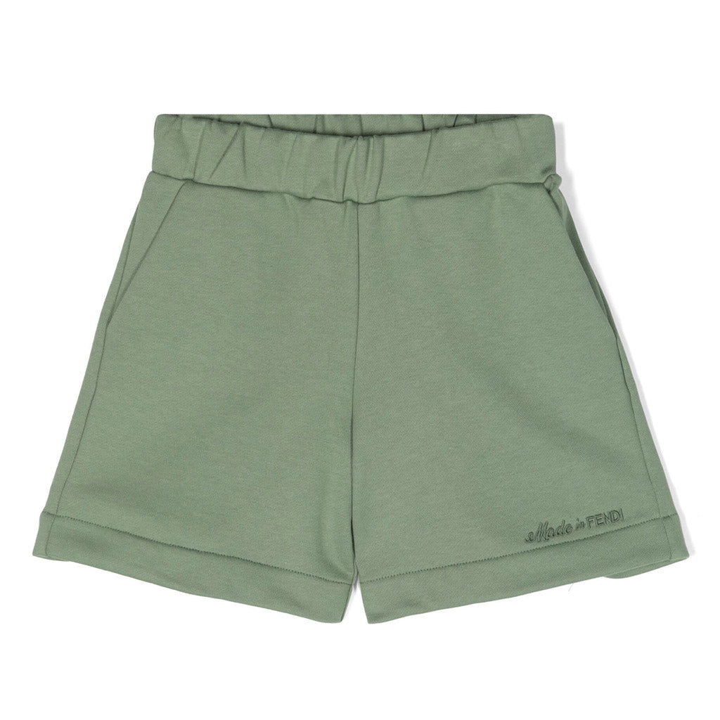 Fendi Kids Logo Embroidered Cotton Shorts
