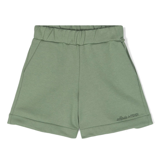 Fendi Kids Logo Embroidered Cotton Shorts