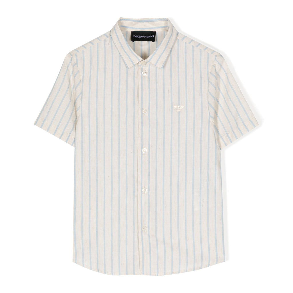 Emporio Armani Junior Logo Embroidered Striped Shirt