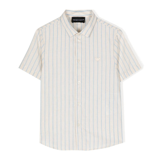Emporio Armani Junior Logo Embroidered Striped Shirt