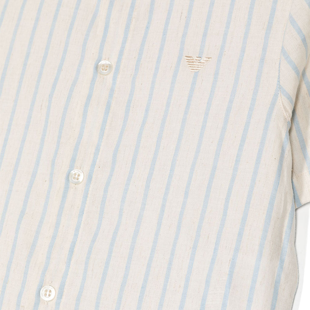 Emporio Armani Junior Logo Embroidered Striped Shirt