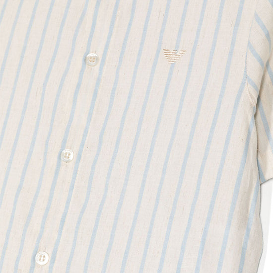 Emporio Armani Junior Logo Embroidered Striped Shirt