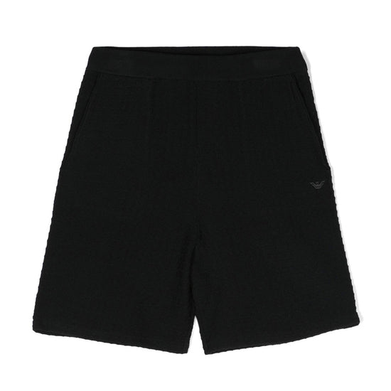 Emporio Armani Junior Logo Embroidered Fine Knit Track Shorts