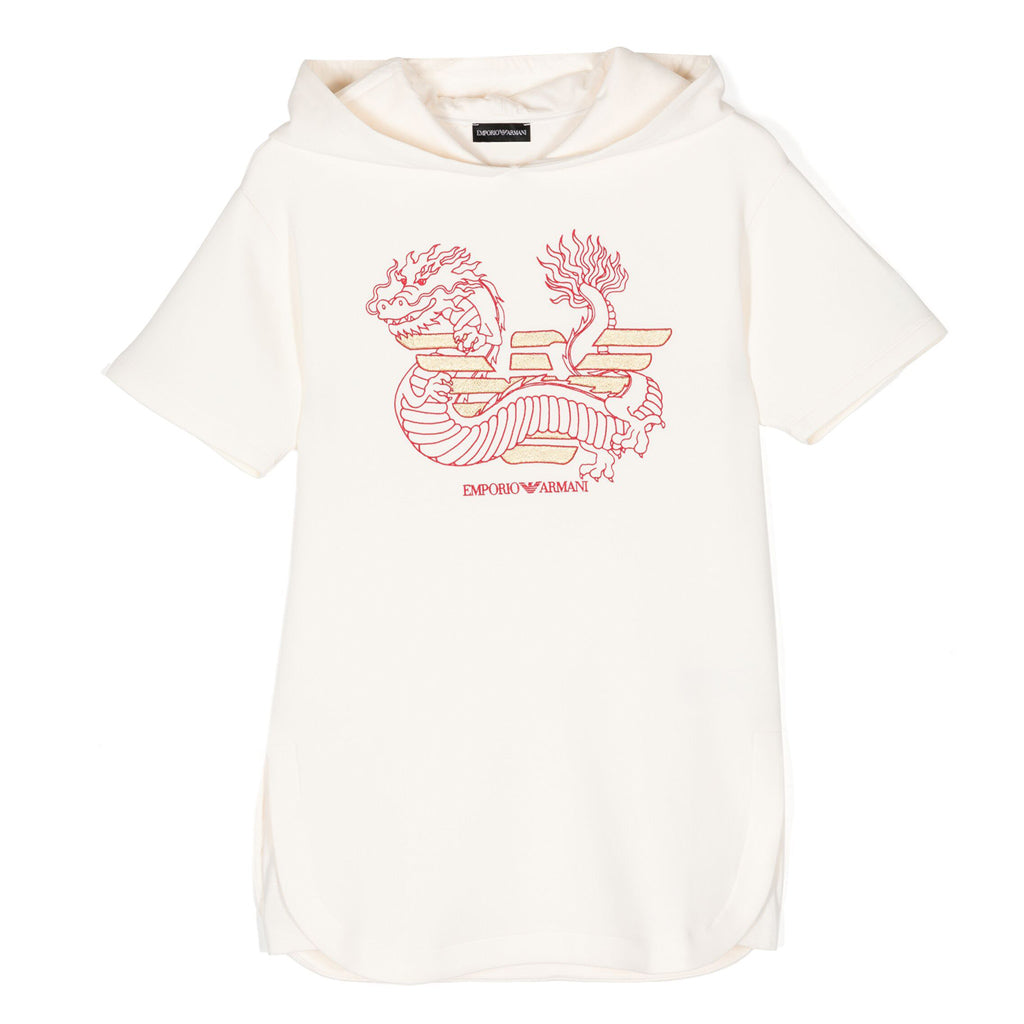 Emporio Armani Junior Dragon Embroidered Jersey Minidress