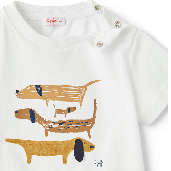 Dog Print Cotton T-shirt