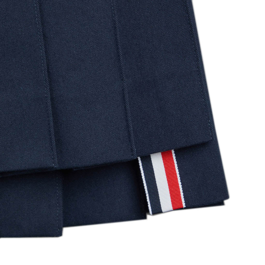 Cotton 4-Bar Pleated Mini Skirt