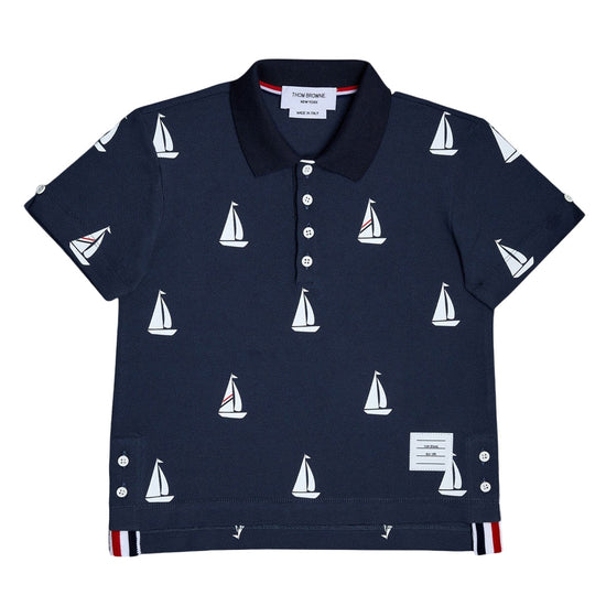 Thom Browne Kids Kid'S Half Drop Pique Polo
