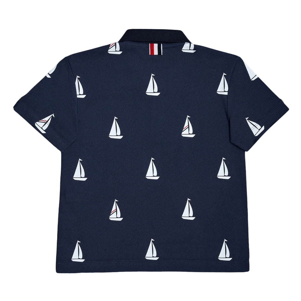 Thom Browne Kids Kid'S Half Drop Pique Polo