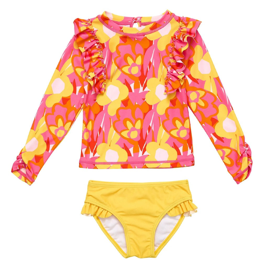 Pop Of Sunshine Long Sleeve Ruffle Set Red