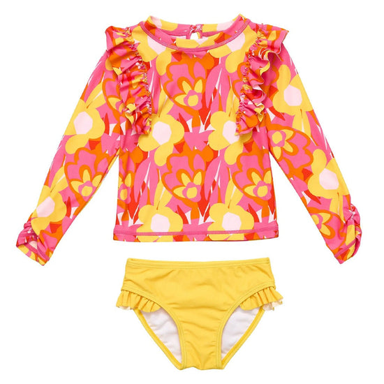 Pop Of Sunshine Long Sleeve Ruffle Set Red