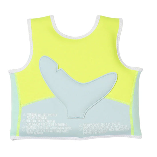 SUNNYLiFE Salty the Shark Swim Vest 2–3 Aqua Neon Yellow