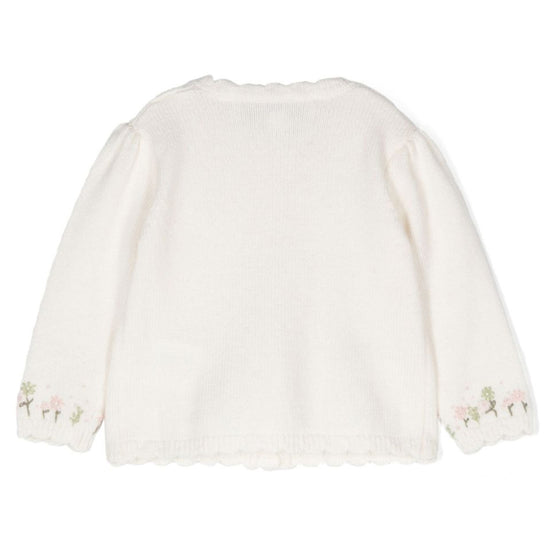 Tartine Et Chocolat Wool Mix Floral Jacquard Cardigan