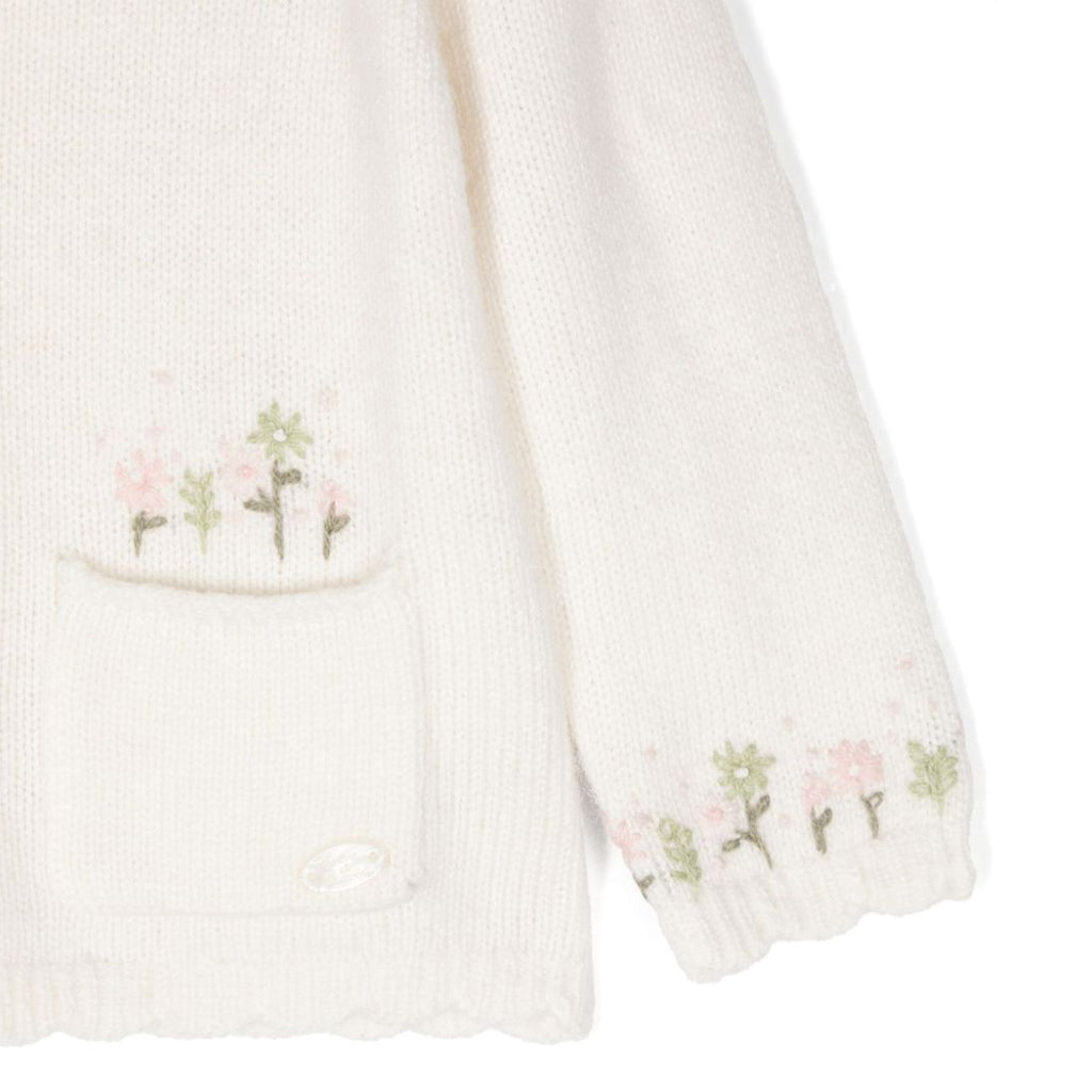 Tartine Et Chocolat Wool Mix Floral Jacquard Cardigan