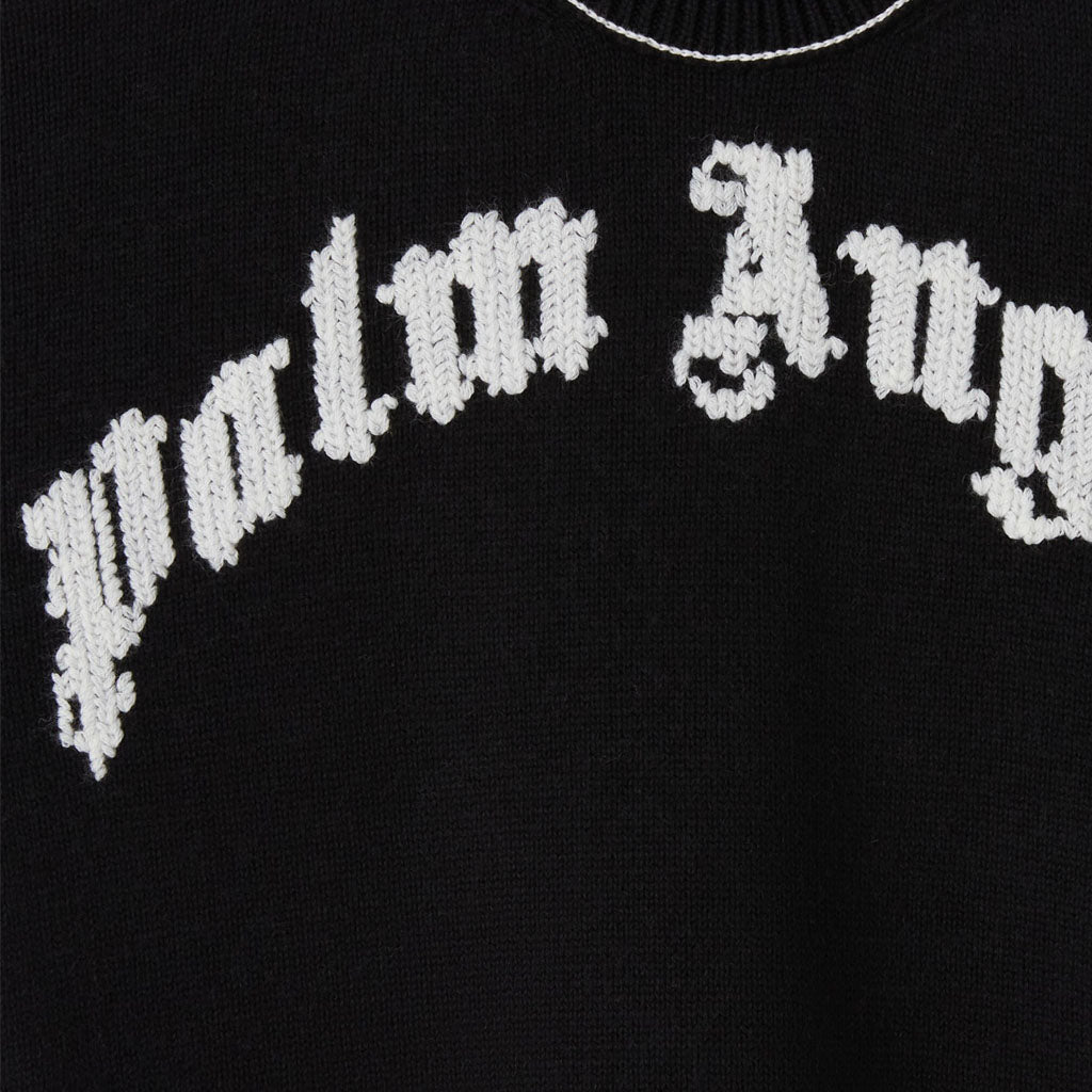 Palm Angels Kids Curved Logo Knit