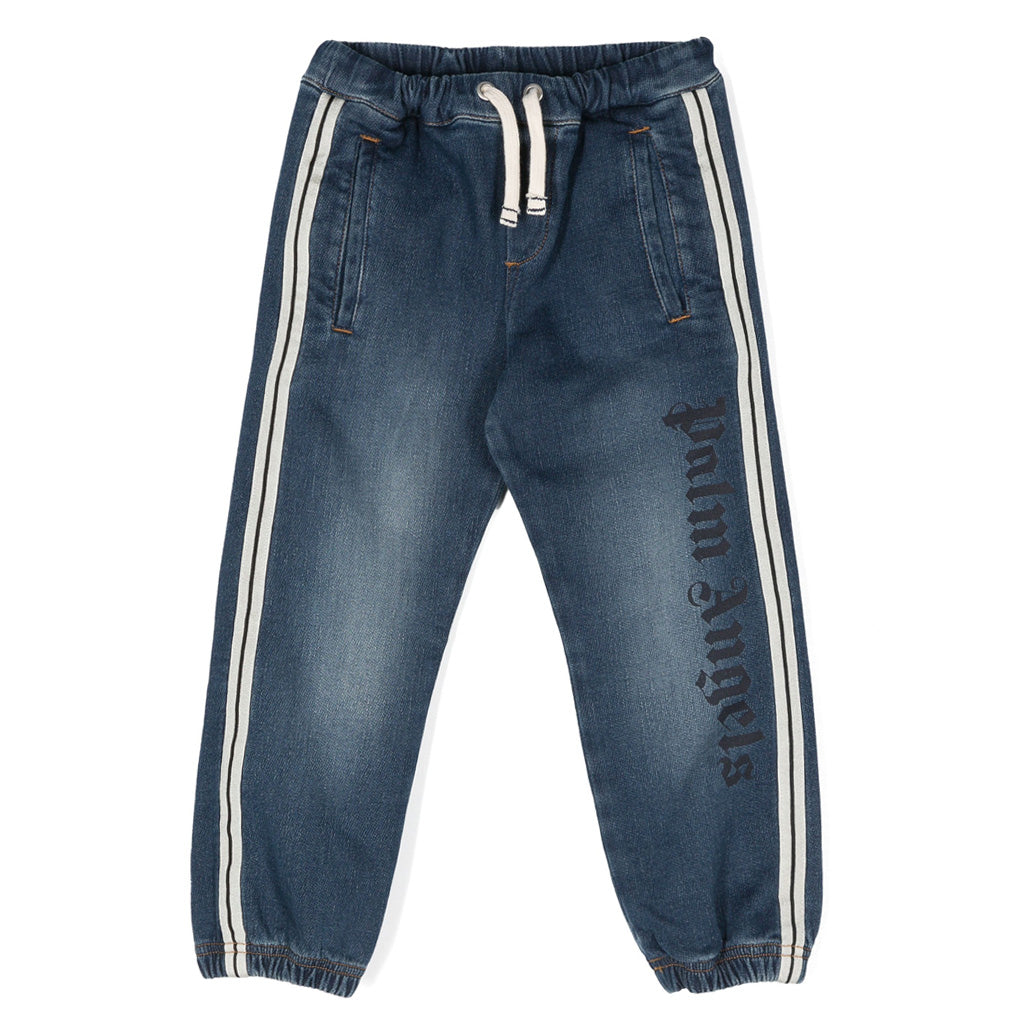 Palm Angels Kids Track Denim Fleece Joggerpant