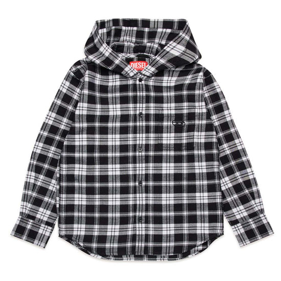 Diesel Kids Plaid Hooded Shirt