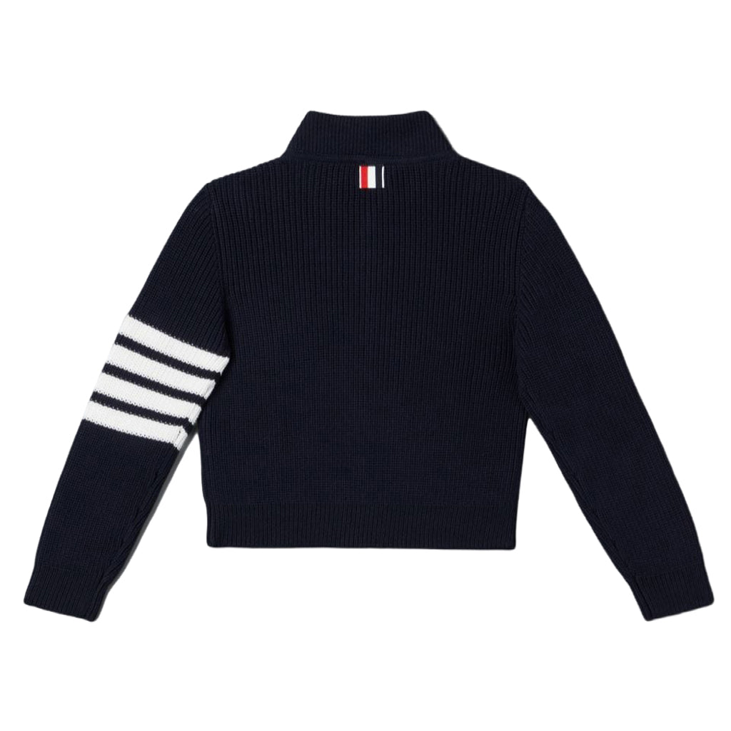 Thom Browne Kids Knit Four Bar Zip Jacket