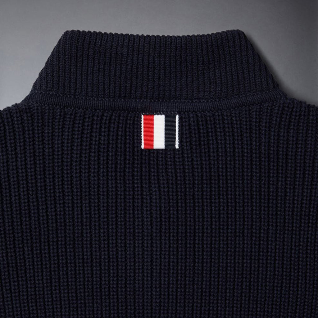 Thom Browne Kids Knit Four Bar Zip Jacket